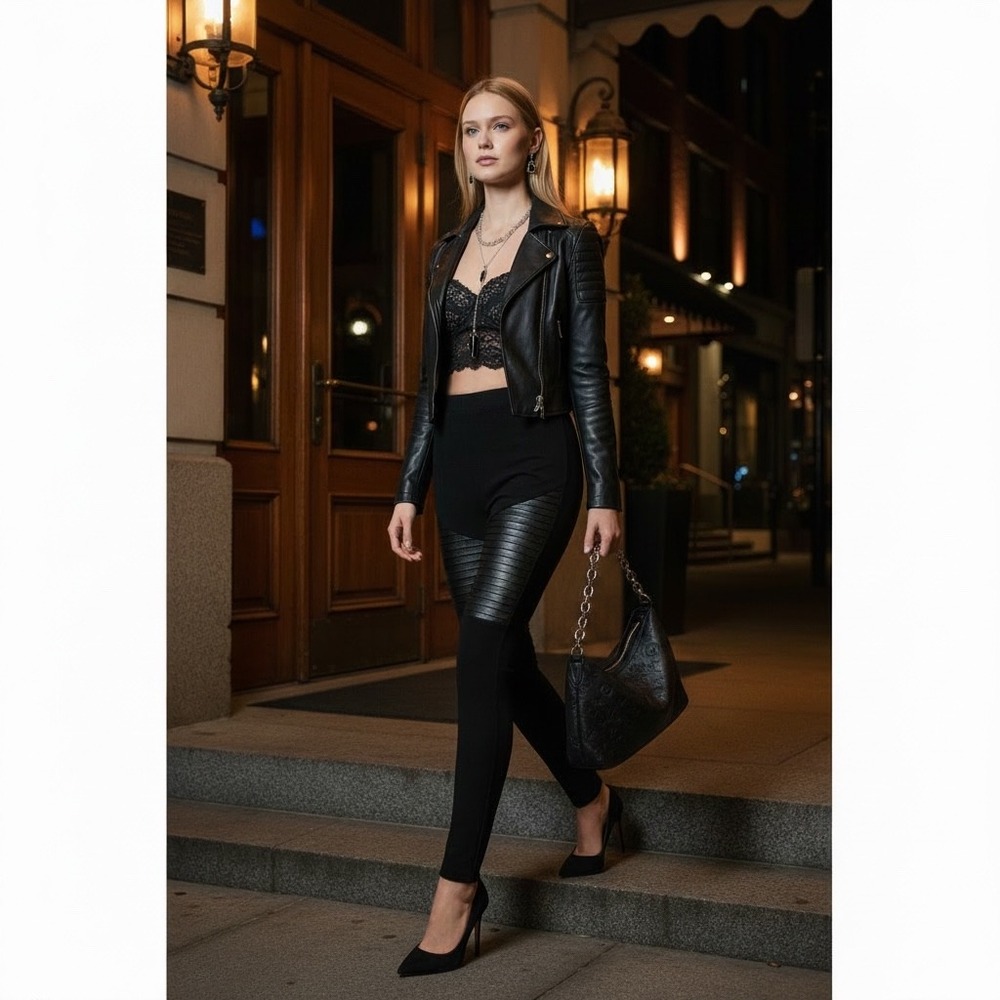 Sweaty Rocks Women's SZ M Black Faux Leather Leggings Sexy NWT